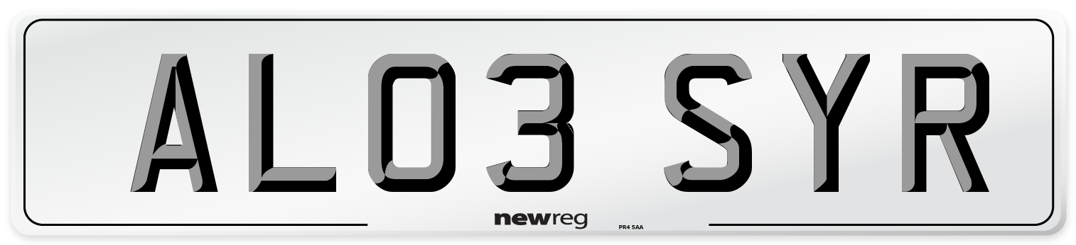 AL03 SYR Number Plate from New Reg